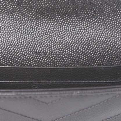 Saint Laurent Grain De Poudre Matelasse Chevron Small Monogram Envelope Wallet Earth 6 of 8