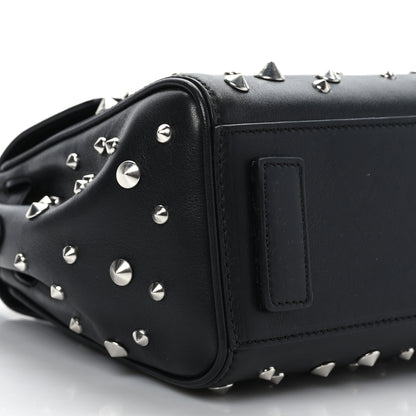 Versace Grained Calfskin Spiked Small La Medusa Top Handle Bag Black 6 of 7