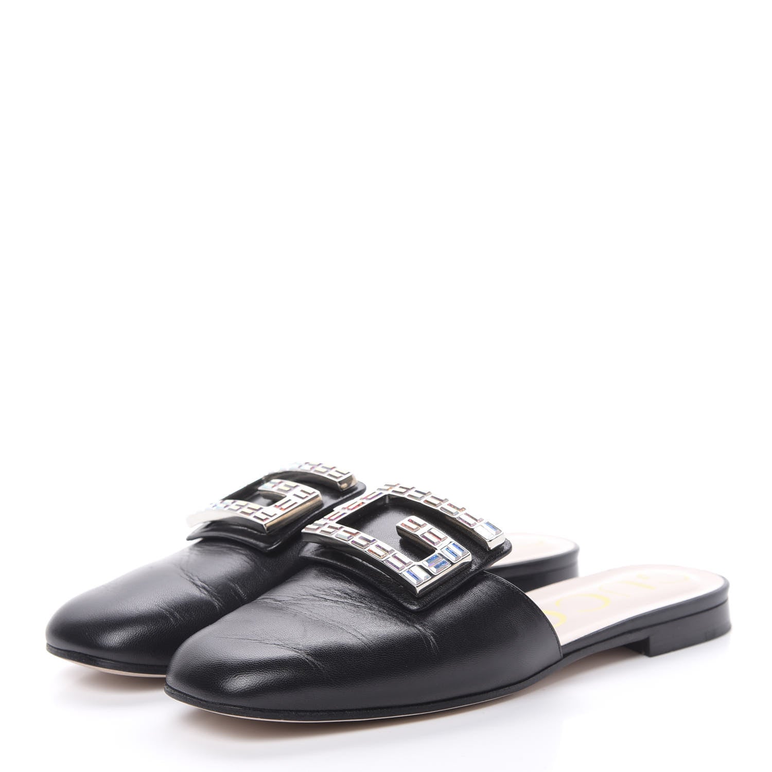 Gucci Malaga Kid Crystal Square G Madelyn Slippers 36 Black 3 of 15