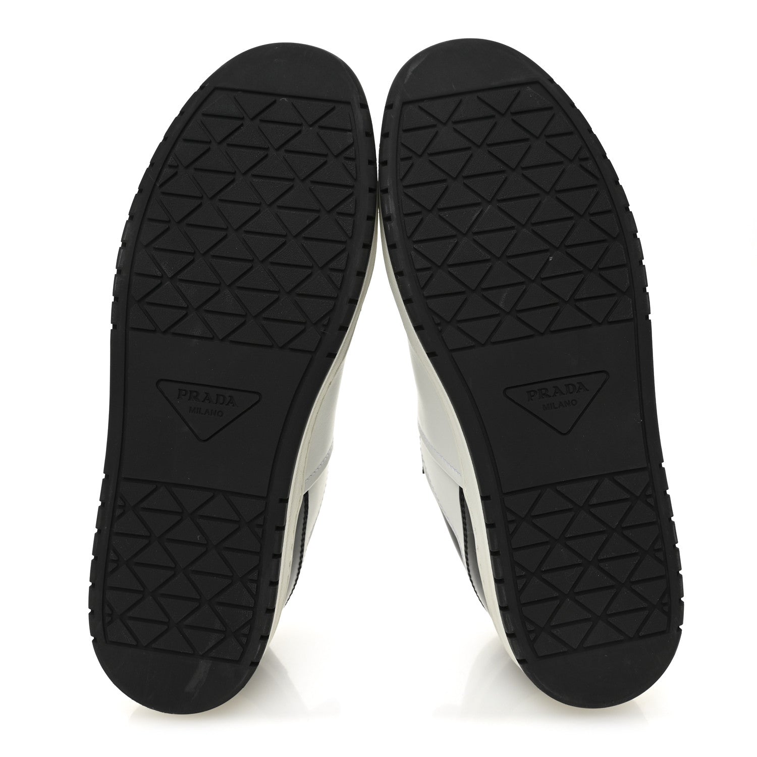 Prada Vitello Sport Spazzolato Rois Triangle Logo Womens Downtown Low Top 30mm Sneakers 39.5 White Black 7 of 10