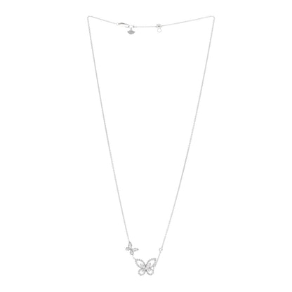 Graff 18K White Gold Diamond Double Butterfly Silhouette Pendant Necklace 3 of 4
