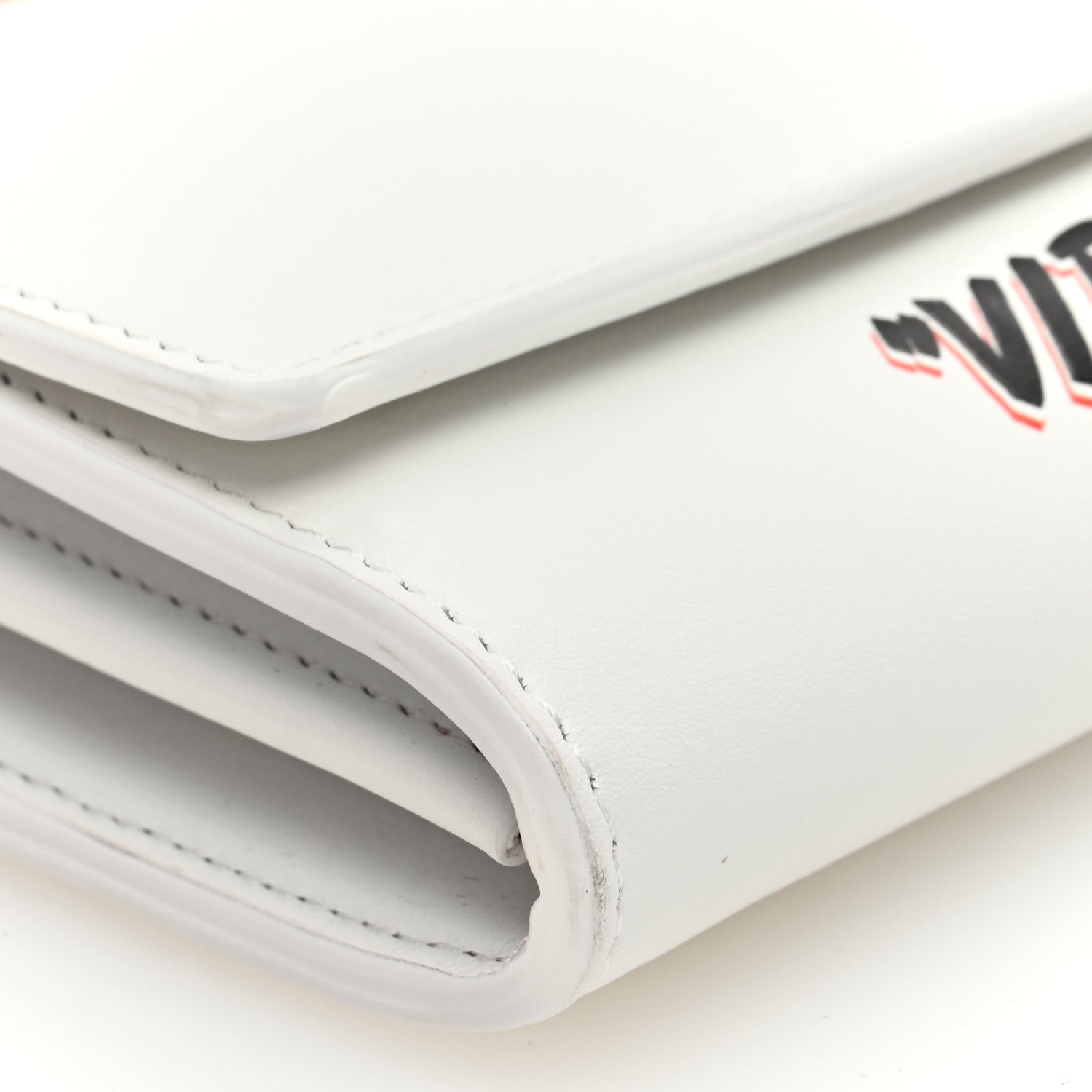 Off-White Calfskin Jitney Logo Flap Wallet On Chain White 8 of 10