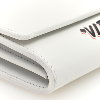 Off-White Calfskin Jitney Logo Flap Wallet On Chain White 8 of 10