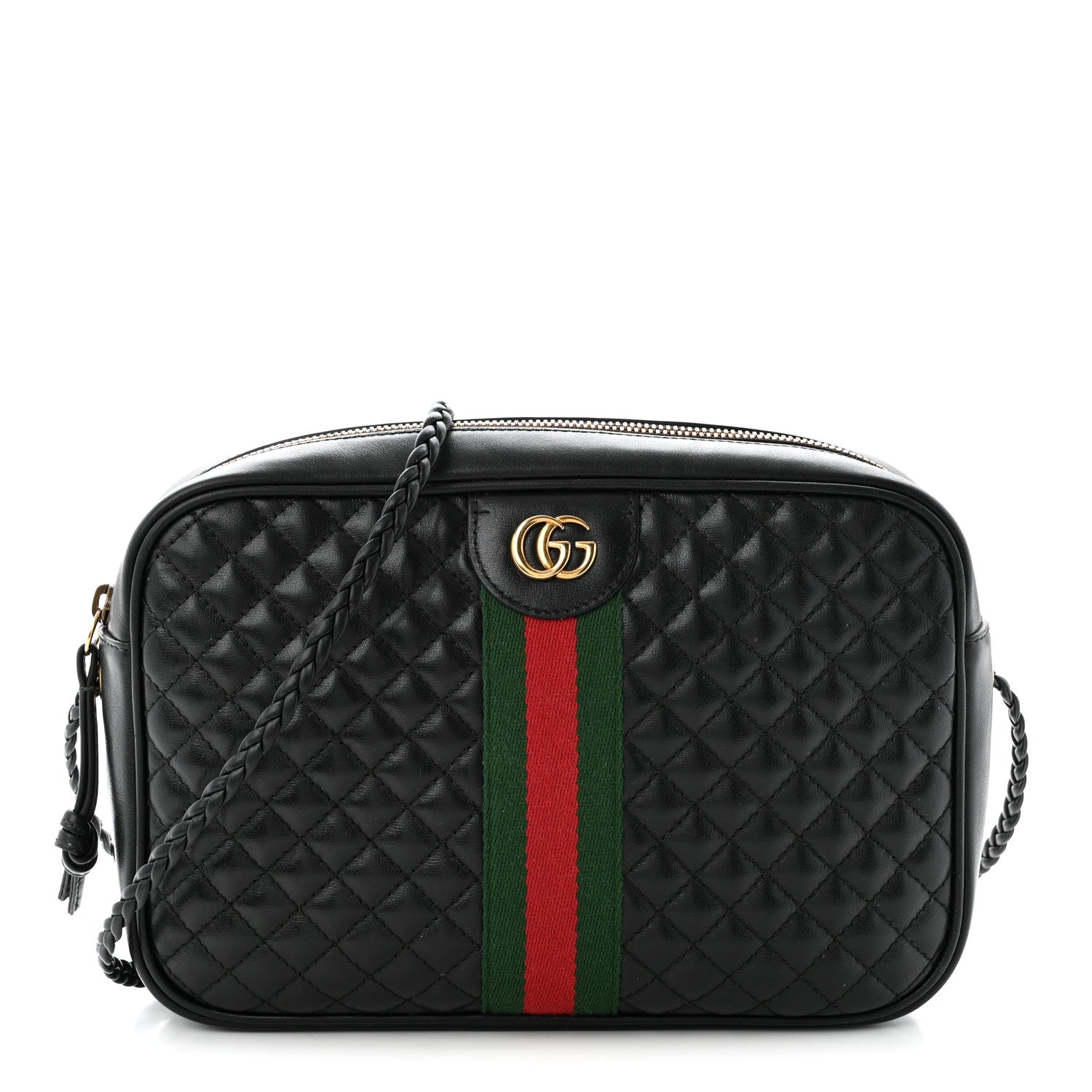 Gucci Calfskin Web Trapuntata Small GG Shoulder Bag Black 1 of 11
