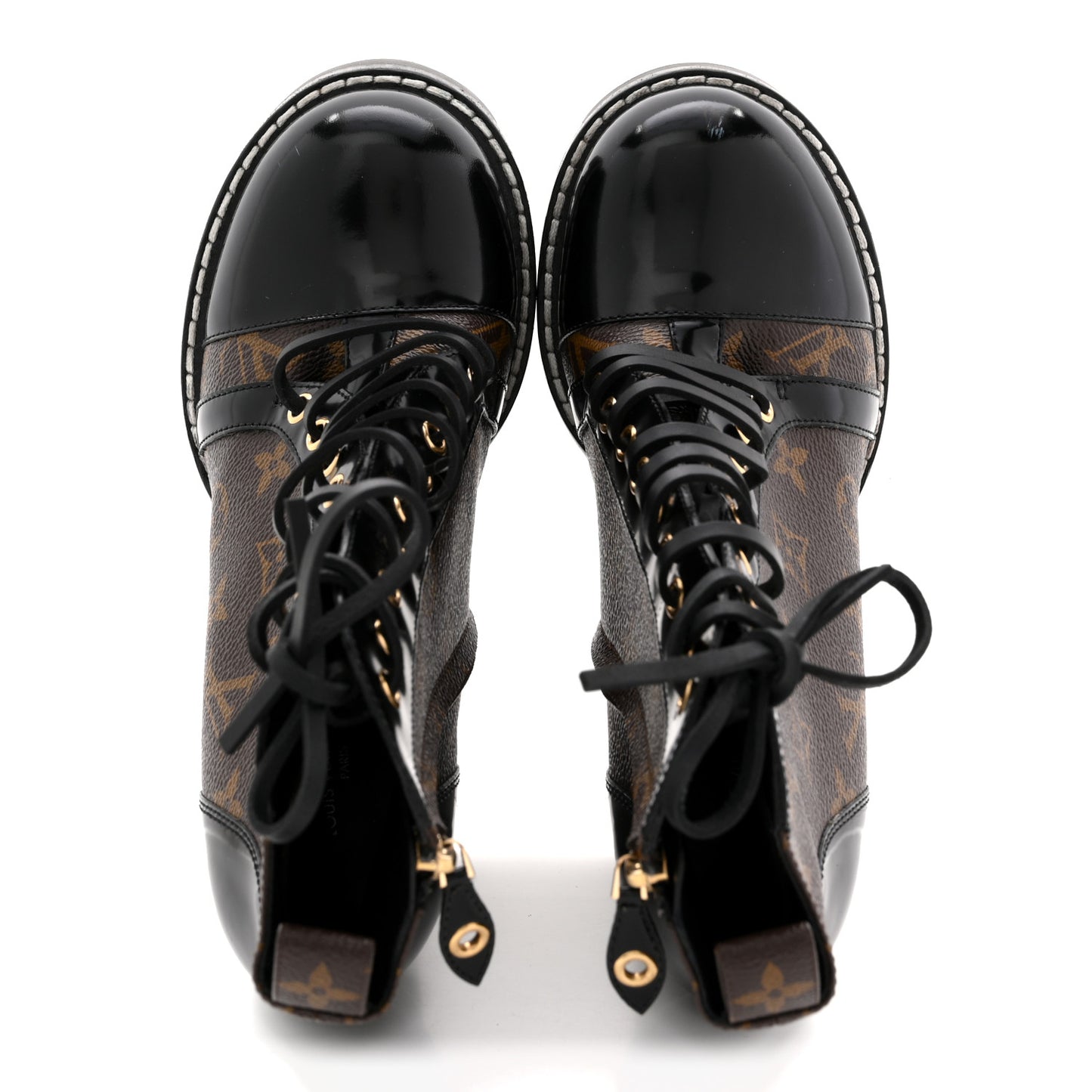 Patent Calfskin Monogram Star Trail Ankle Boots 39 Black