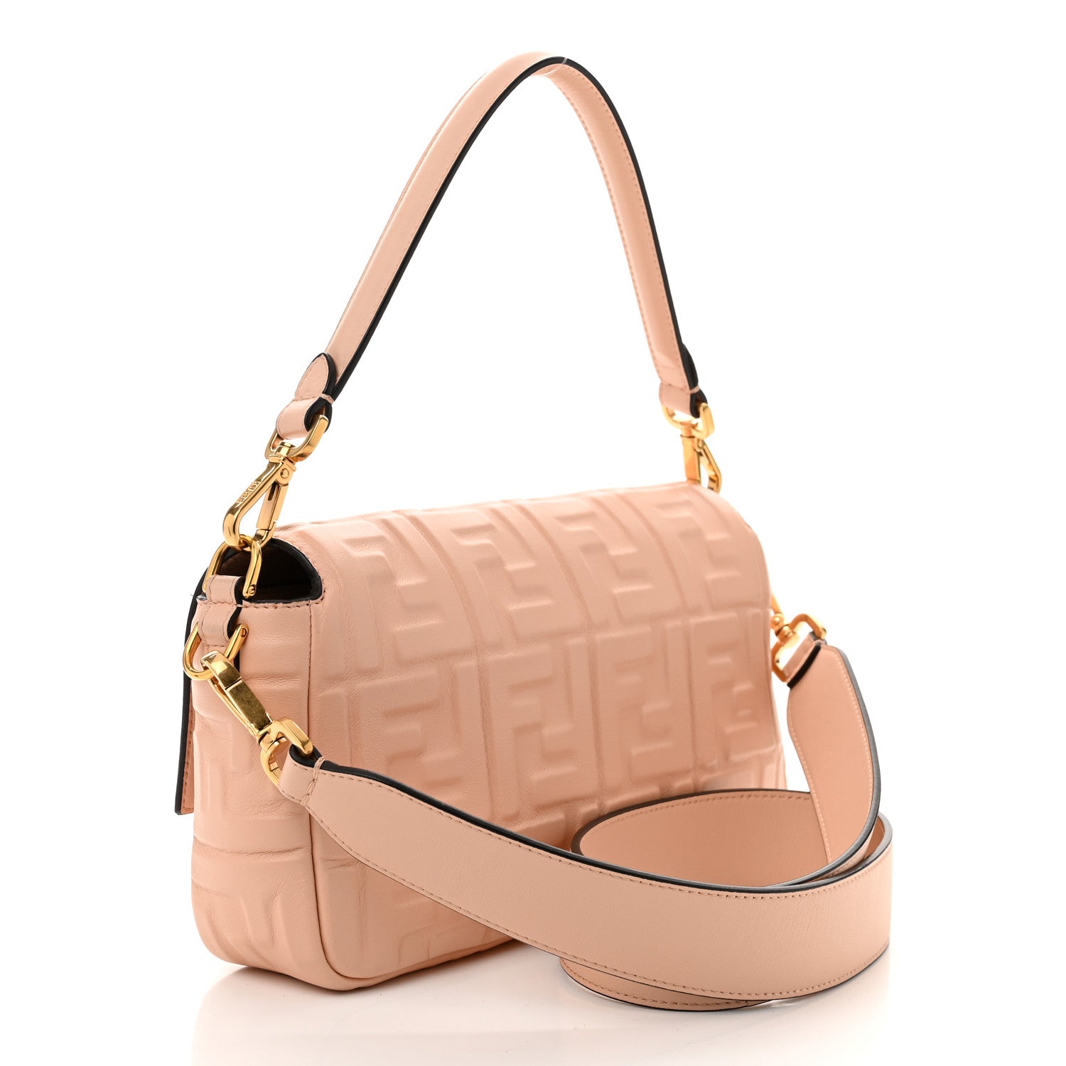Fendi Nappa FF 1974 Embossed Baguette Baby Pink 3 of 11