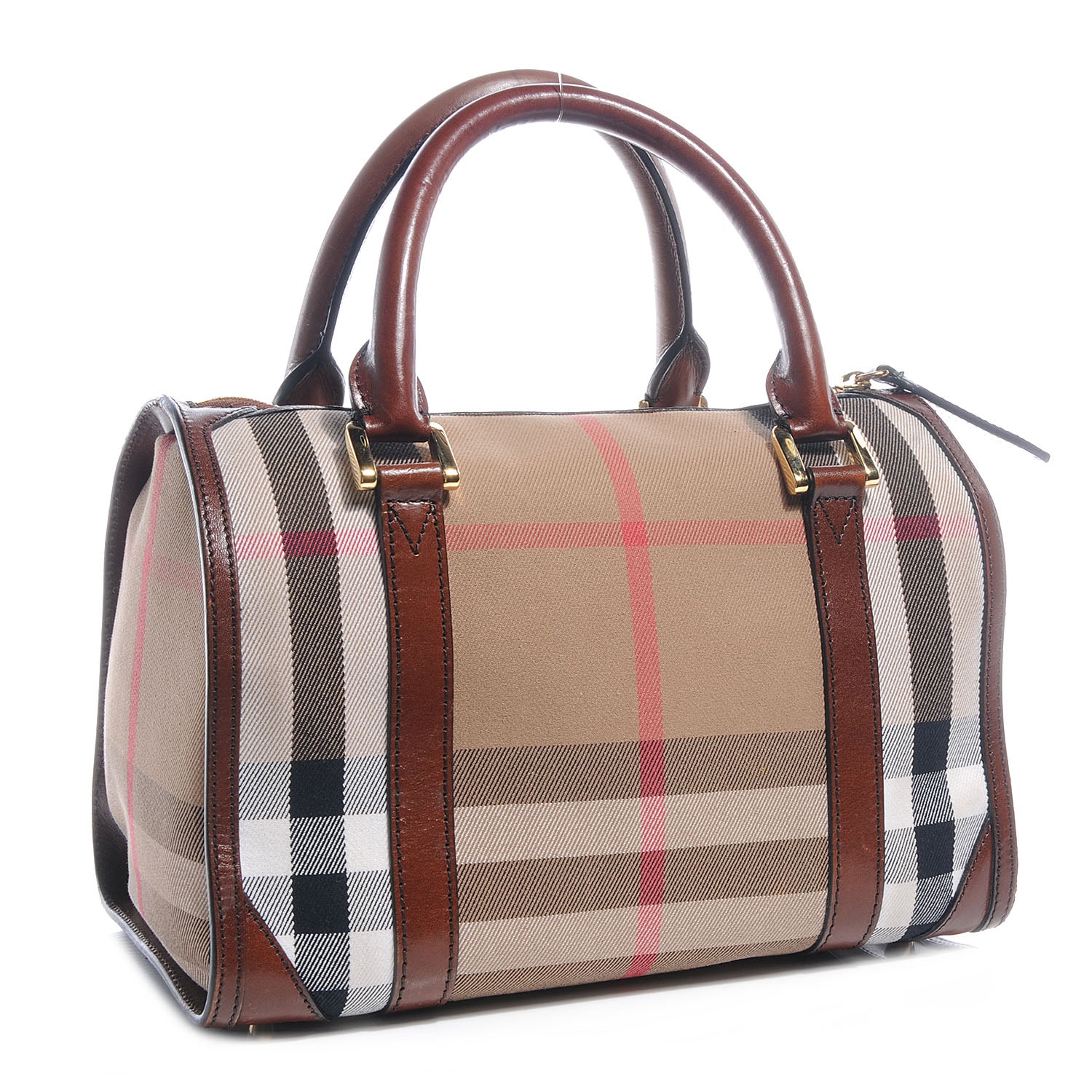 Burberry Bridle Calfskin House Check Medium Chester Bowling Bag Dark Tan 3 of 8