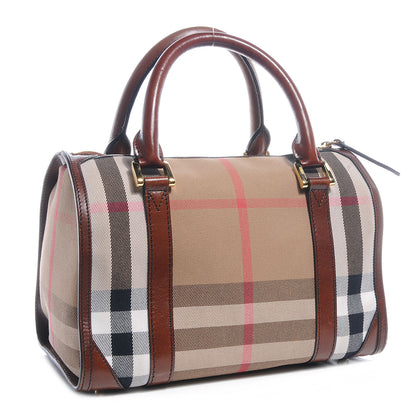 Burberry Bridle Calfskin House Check Medium Chester Bowling Bag Dark Tan 3 of 8