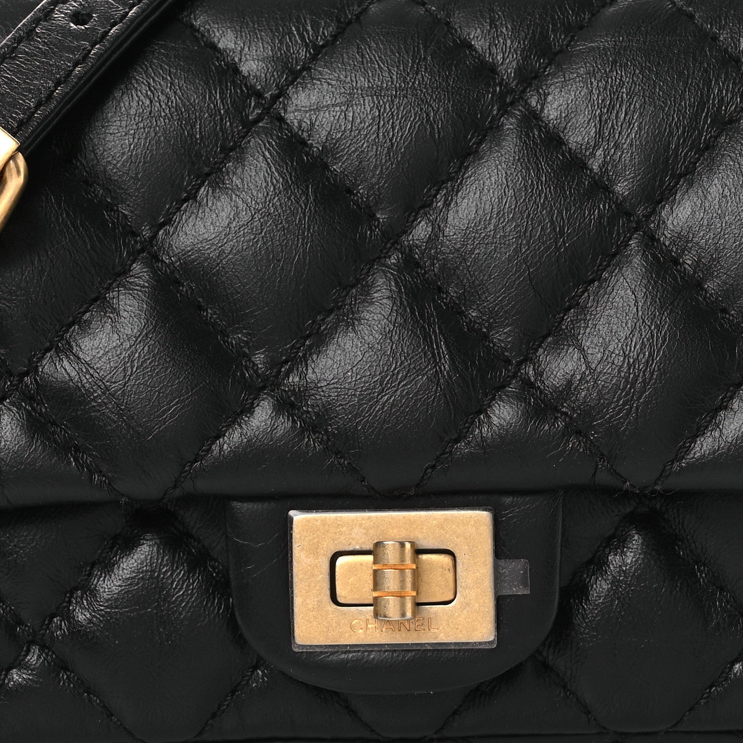 Chanel Aged Calfskin Quilted 2.55 Reissue Flap Belt Bag Clutch Black 8 of 11