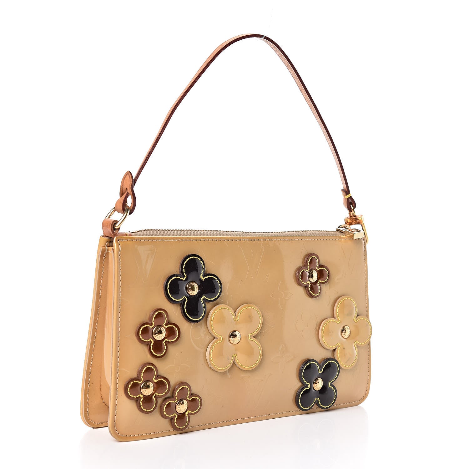 Louis Vuitton Vernis Lexington Fleurs Pochette Beige 3 of 15