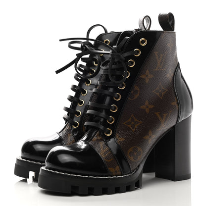 Louis Vuitton Patent Calfskin Monogram Star Trail Ankle Boots 35.5 Black 3 of 8