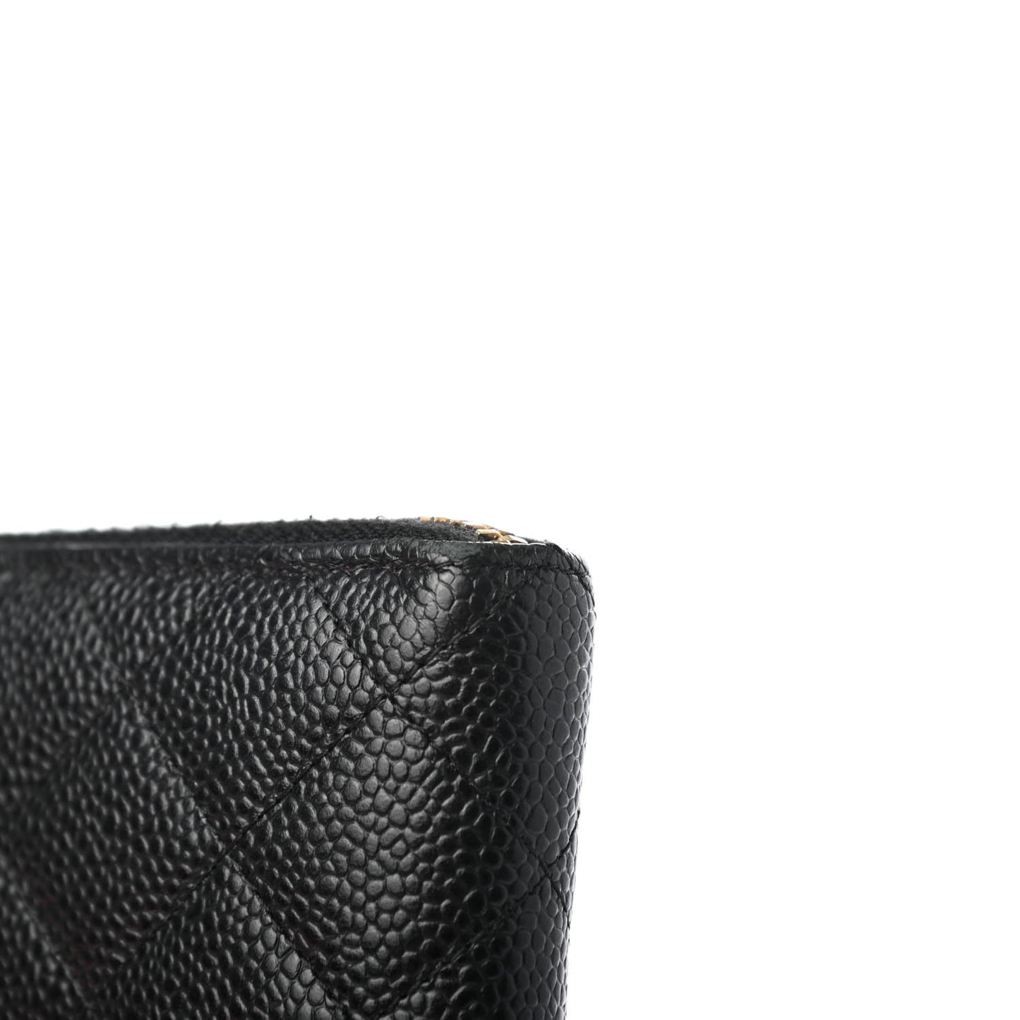 Caviar Quilted Large Gusset Zip Around Wallet Black