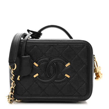Chanel Caviar Quilted Small CC Filigree Vanity Case Black 1 of 10