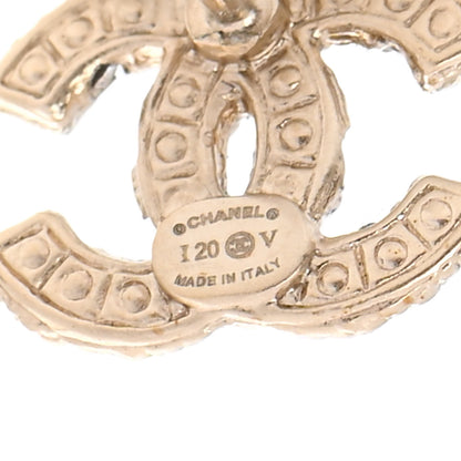 Chanel Pearl Crystal CC Stud Earrings Gold 4 of 5
