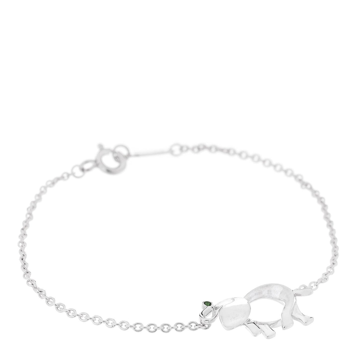 Sterling Silver Tsavorite Save the Wild Elephant Bracelet