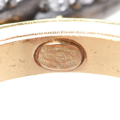 Chanel Crystal Lock Symbols CC Hoop Drop Earrings Gold Ruthenium 4 of 5