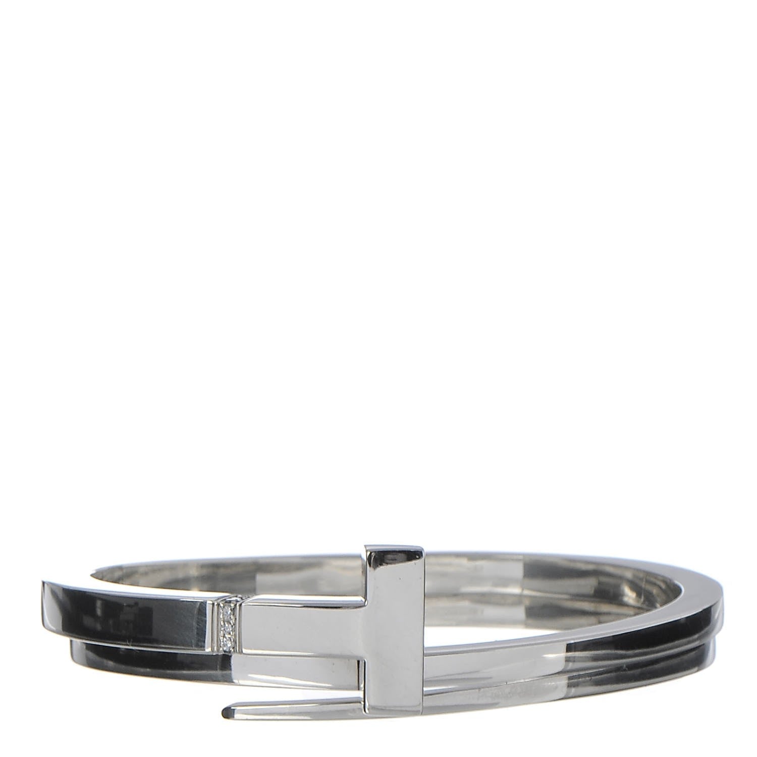 Tiffany Sterling Silver Diamond T Square Wrap Bracelet 1 of 5