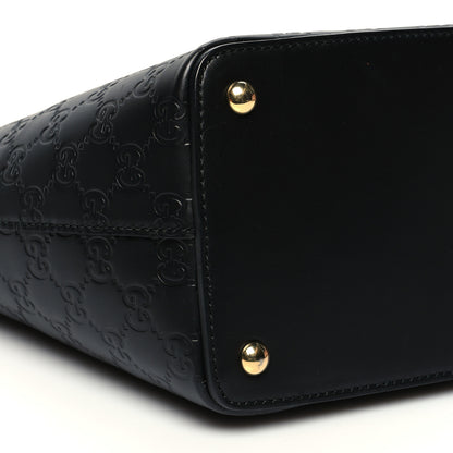 Gucci Guccissima Small Zippered Bucket Tote Black 8 of 9