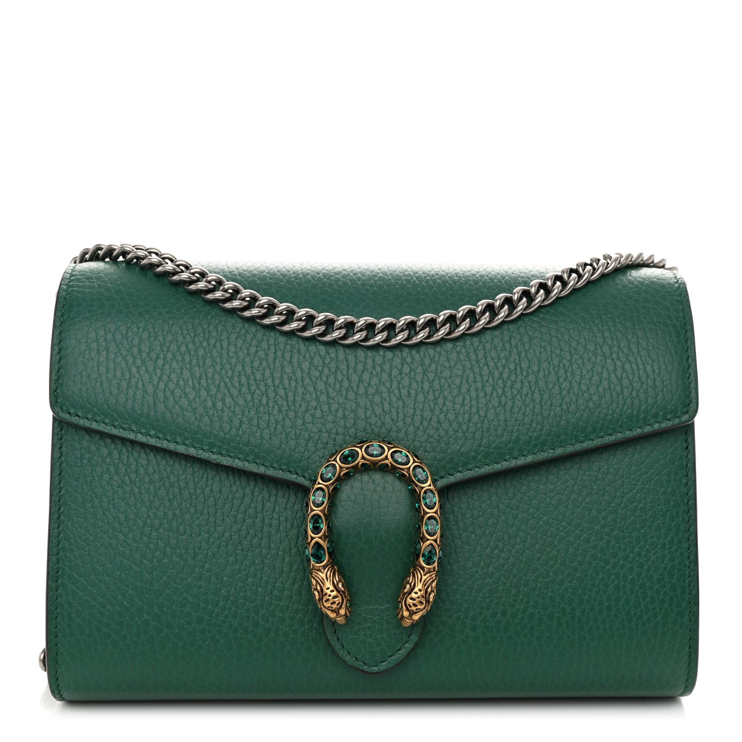 Gucci Calfskin Mini Dionysus Chain Wallet Emerald 1 of 11
