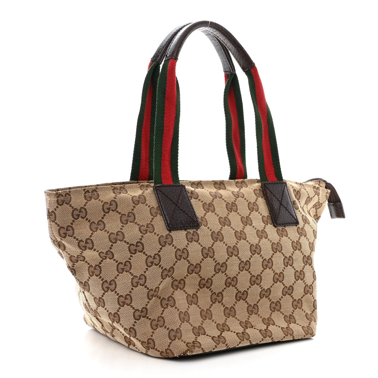 GG Monogram Small Web Handle Bucket Tote Dark Brown