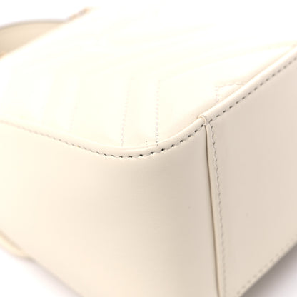 Gucci Calfskin Matelasse Mini GG Marmont Top Handle Shoulder Bag White 10 of 13