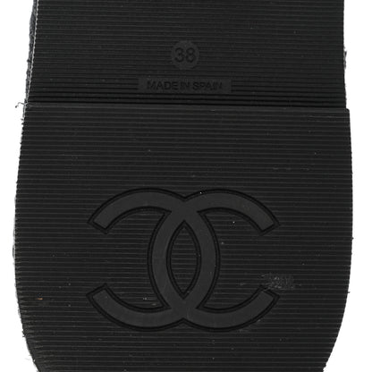 Chanel Lambskin Espadrille Mule Sandals 38 Black 8 of 9