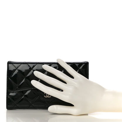 Chanel Patent Quilted Large Flap Wallet Black 2 of 16