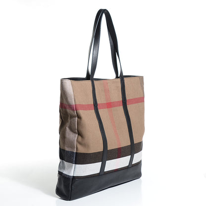 Burberry Canvas Mega Check Small Brickley Tote Black 3 of 10
