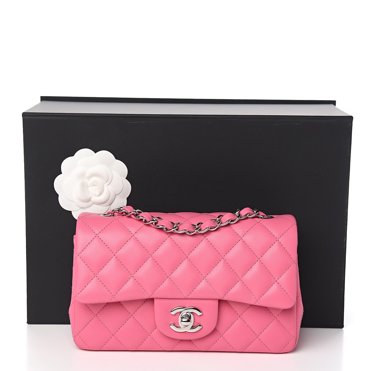 Lambskin Quilted Mini Rectangular Flap Pink