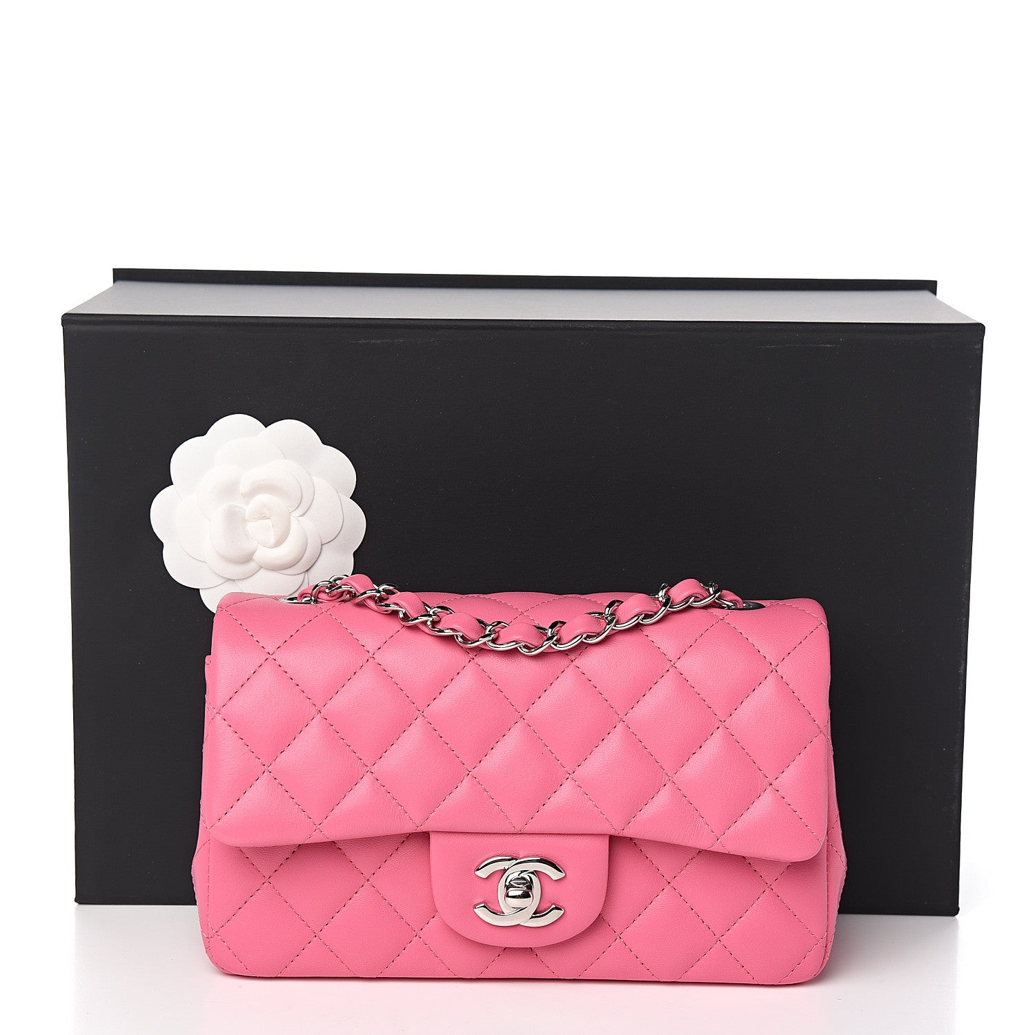 Chanel Lambskin Quilted Mini Rectangular Flap Pink 10 of 10