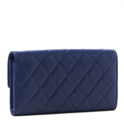 Chanel Caviar Quilted Large Golden Class Gusset Flap Wallet Navy 2 of 10