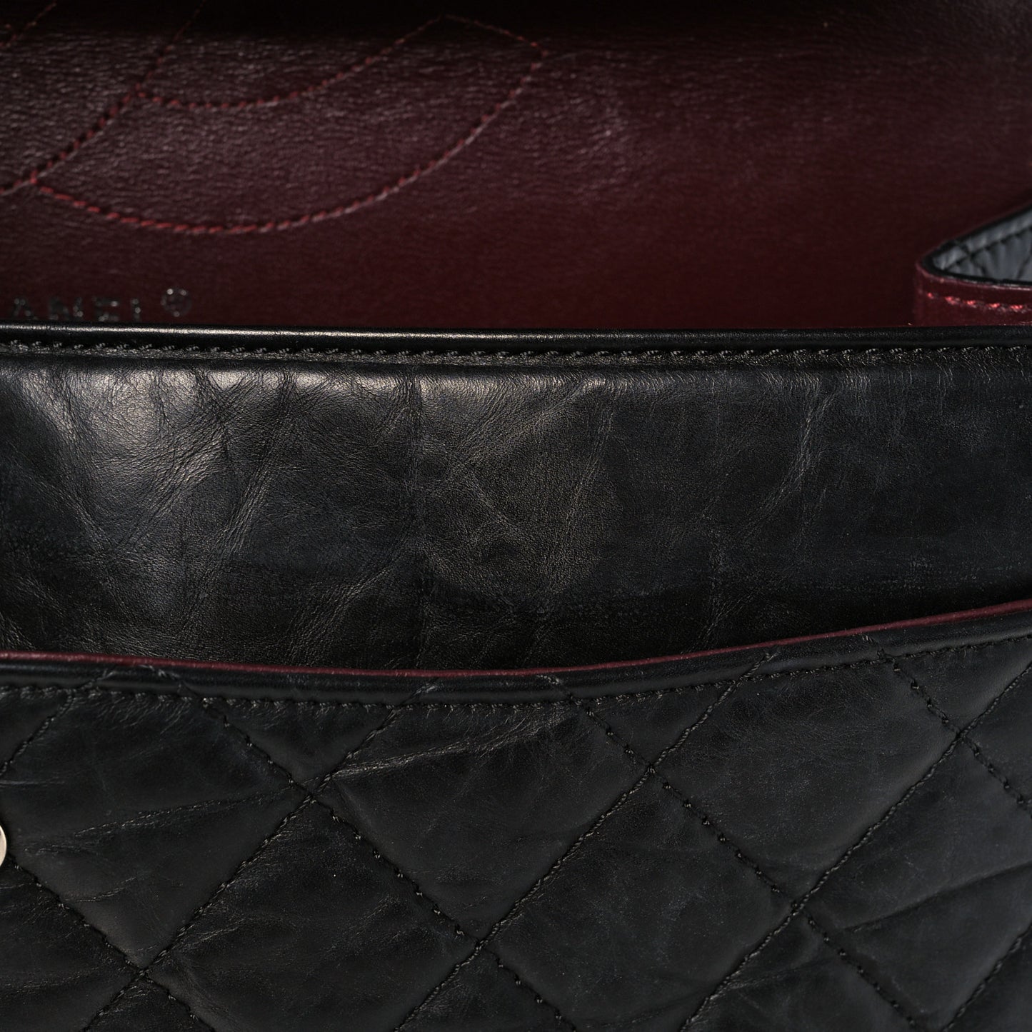Aged Calfskin Quilted 2.55 Reissue 227 Flap Black