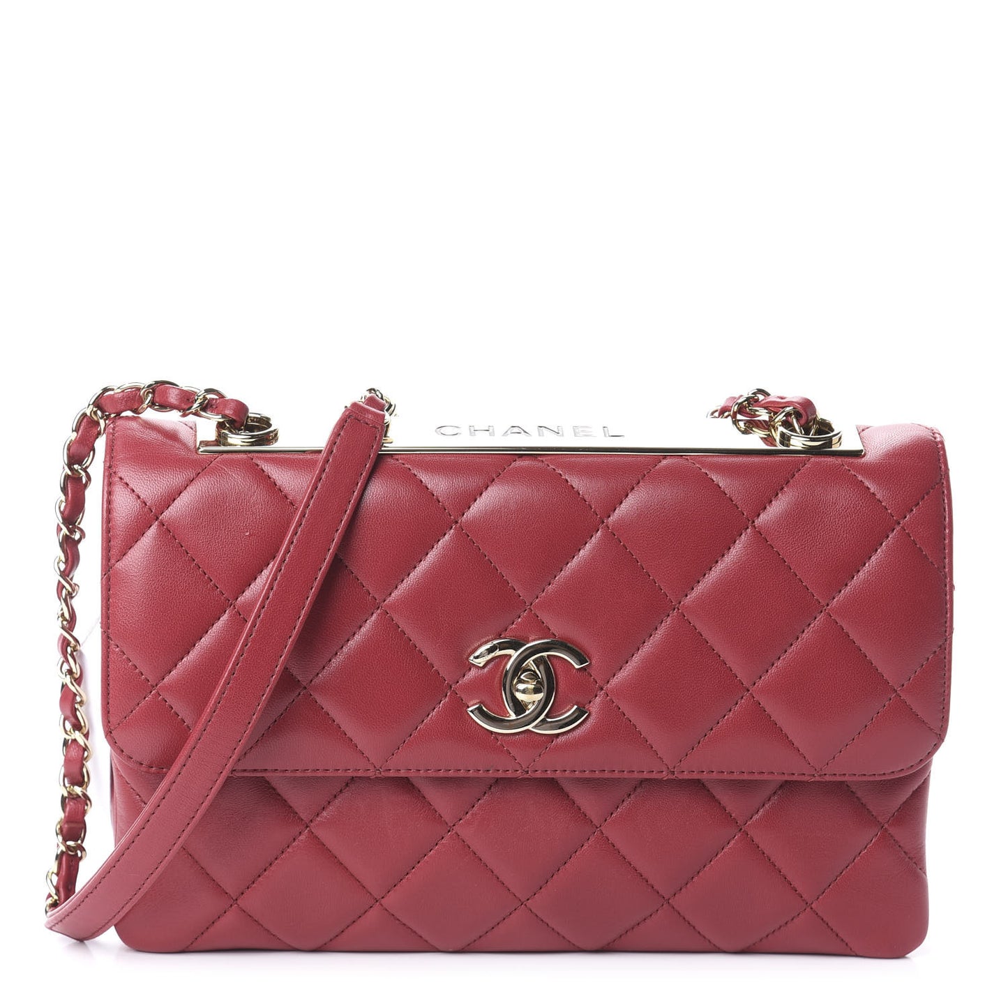 Lambskin Quilted Medium Trendy CC Flap Red