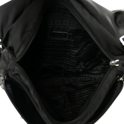 Prada Tessuto Nylon Saffiano Double Buckle Messenger Shoulder Bag Black 5 of 13