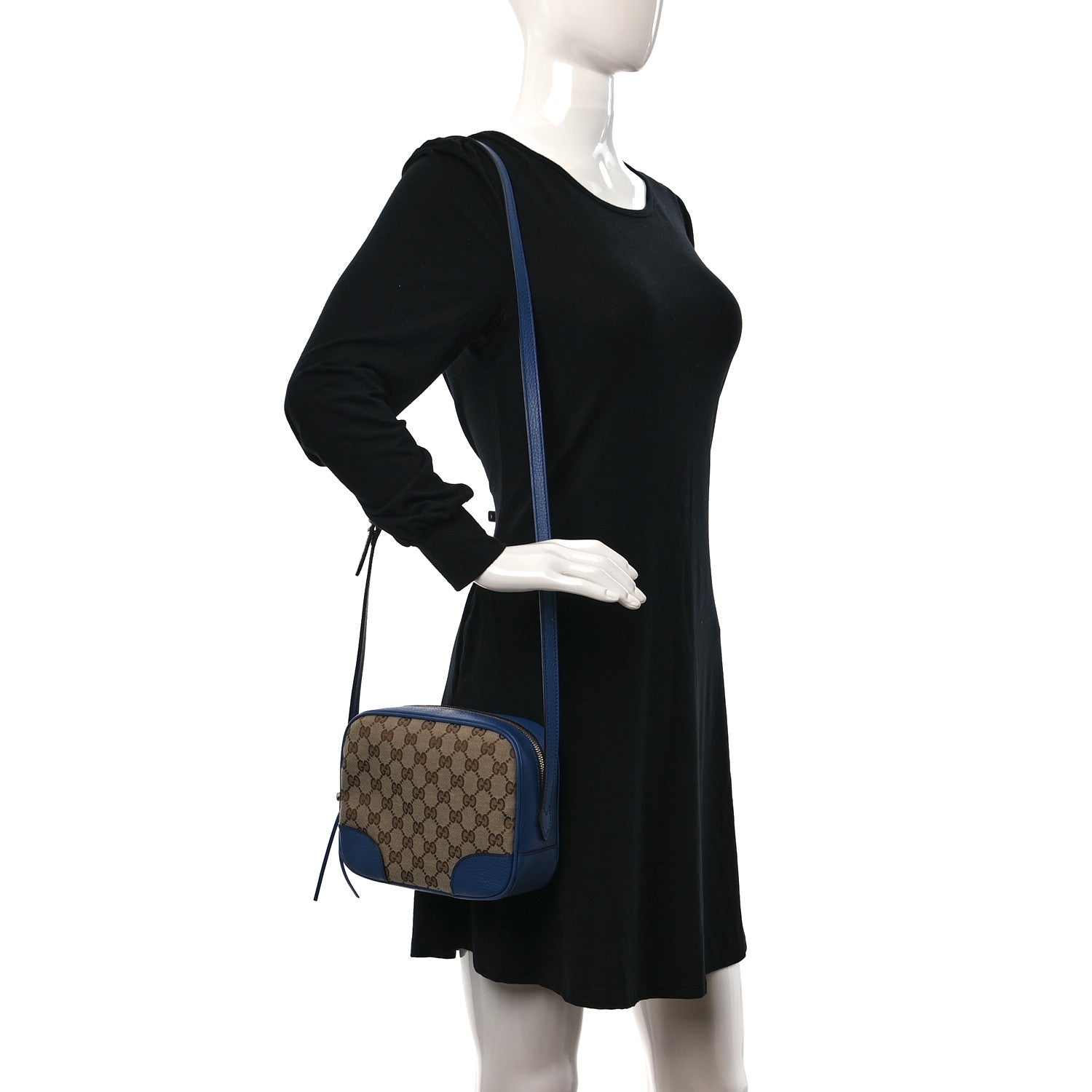 Gucci Monogram Dollar Calfskin Mini Bree Messenger Bag Beige Ebony Caspian 2 of 11