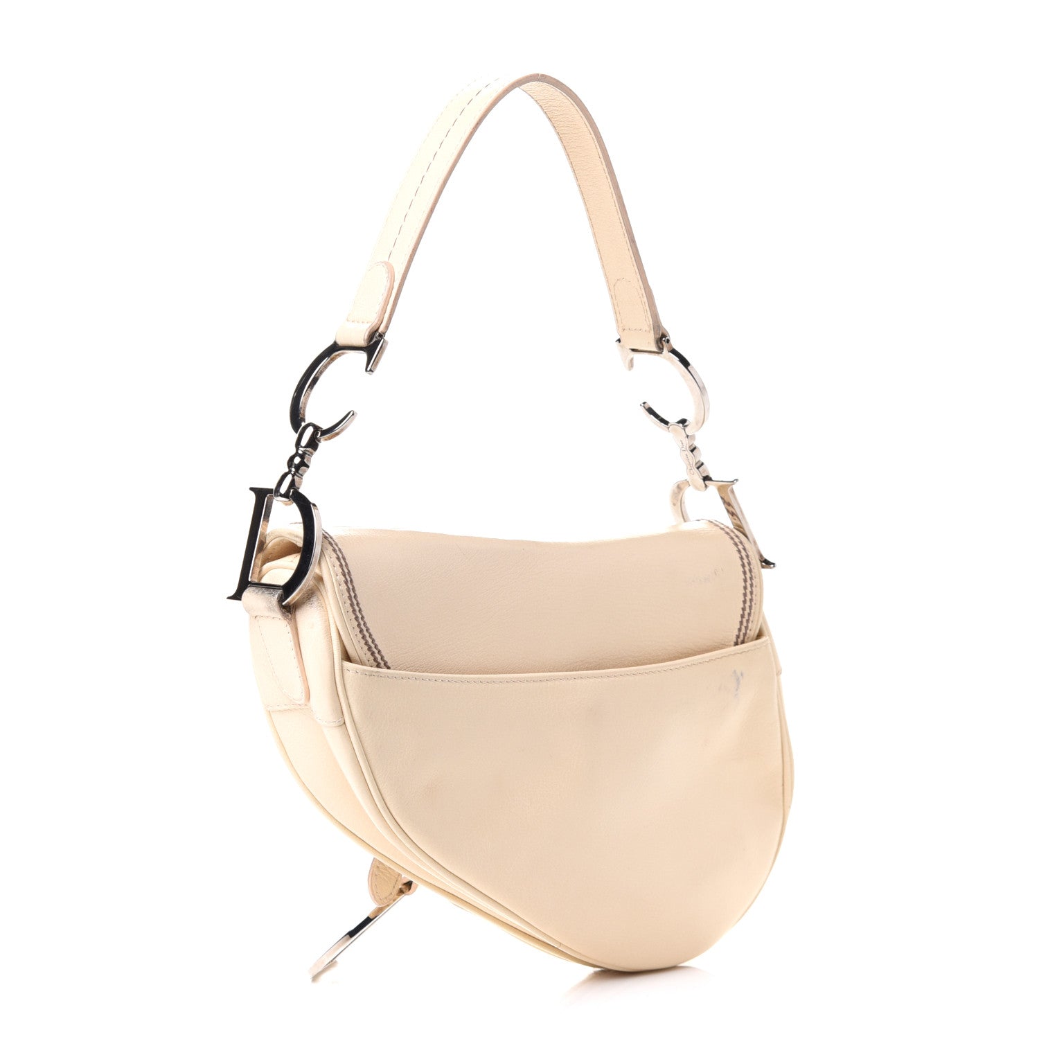 Christian Dior Grained Calfskin Saddle Bag Beige 3 of 19