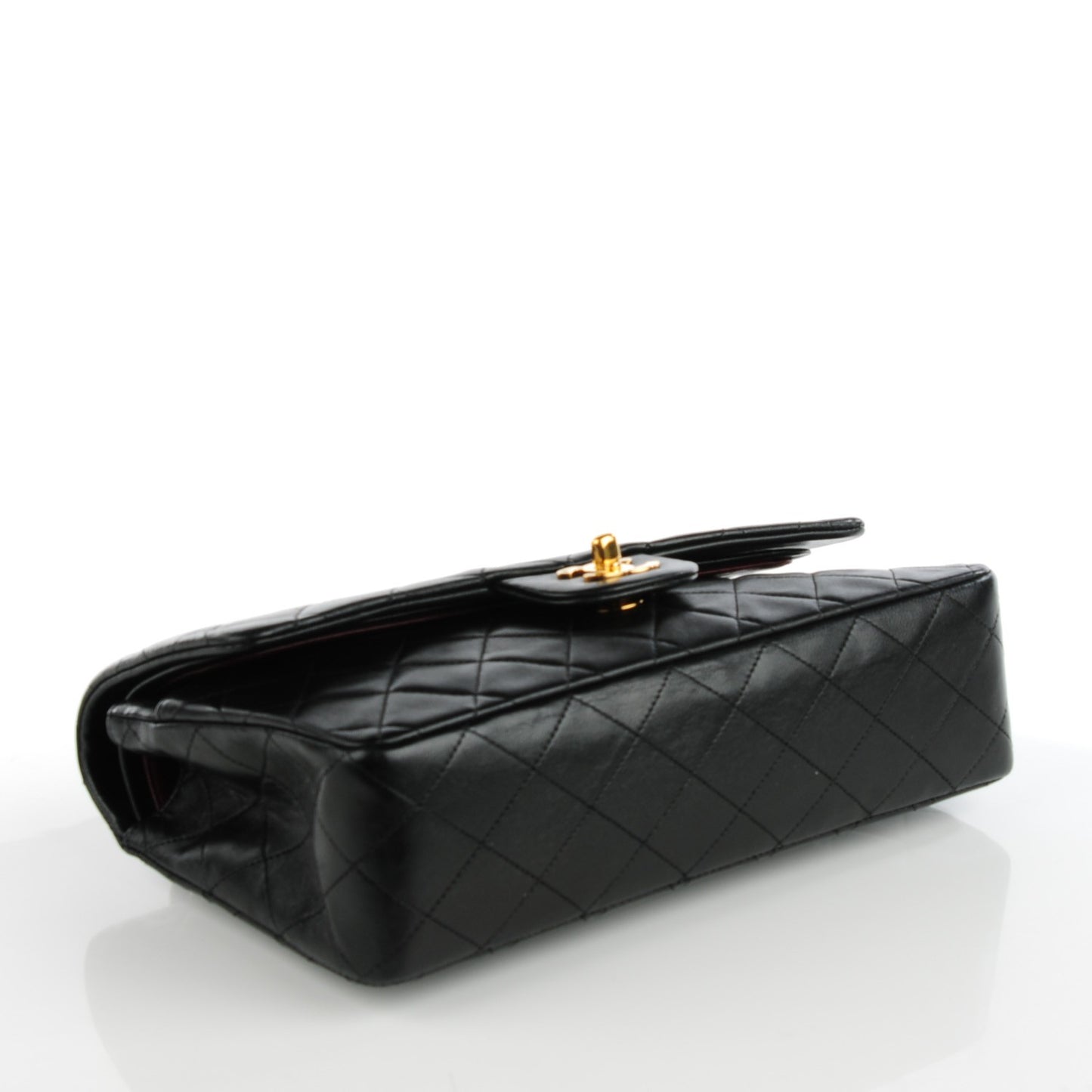 Lambskin Quilted Medium Double Flap Black