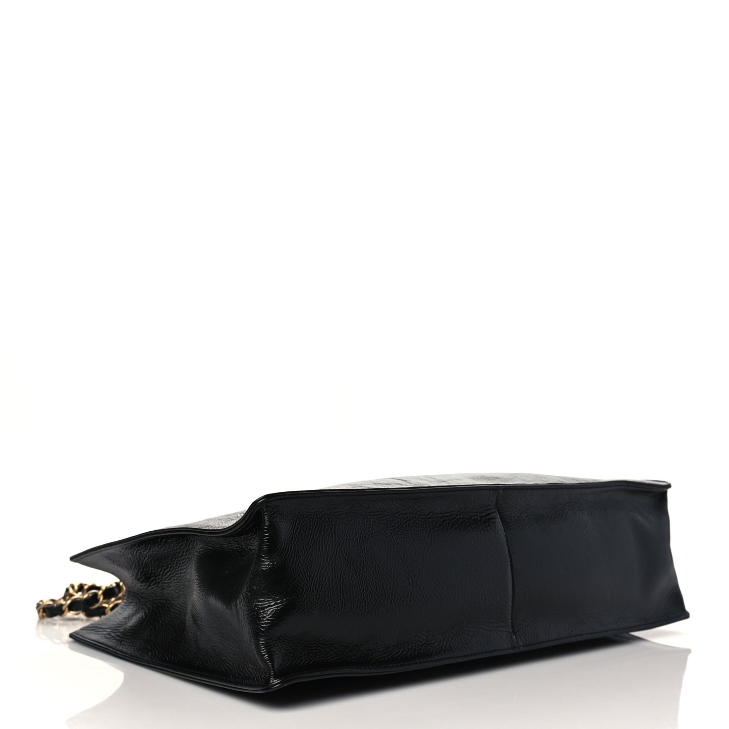 Shiny Aged Calfskin Shopping Bag Black