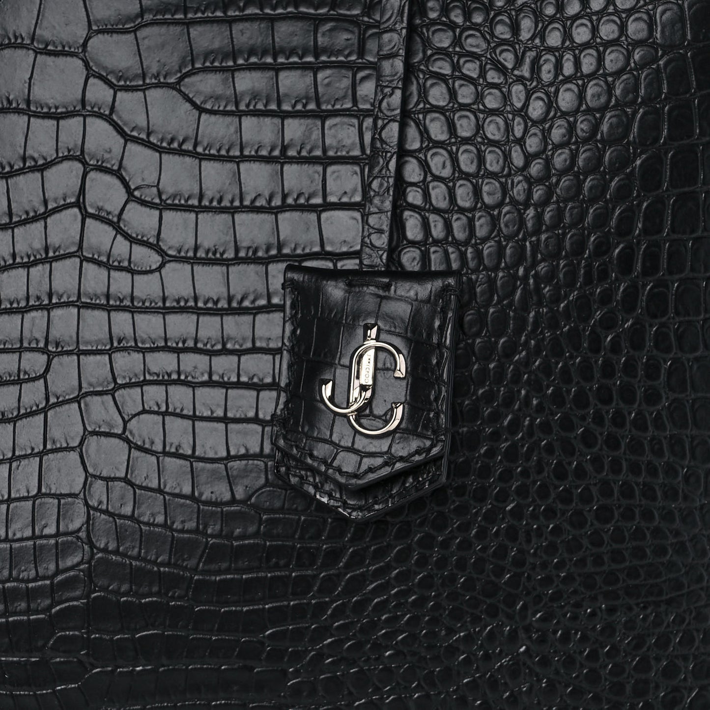 Calfskin Crocodile Embossed Nine2Five East West Tote Black