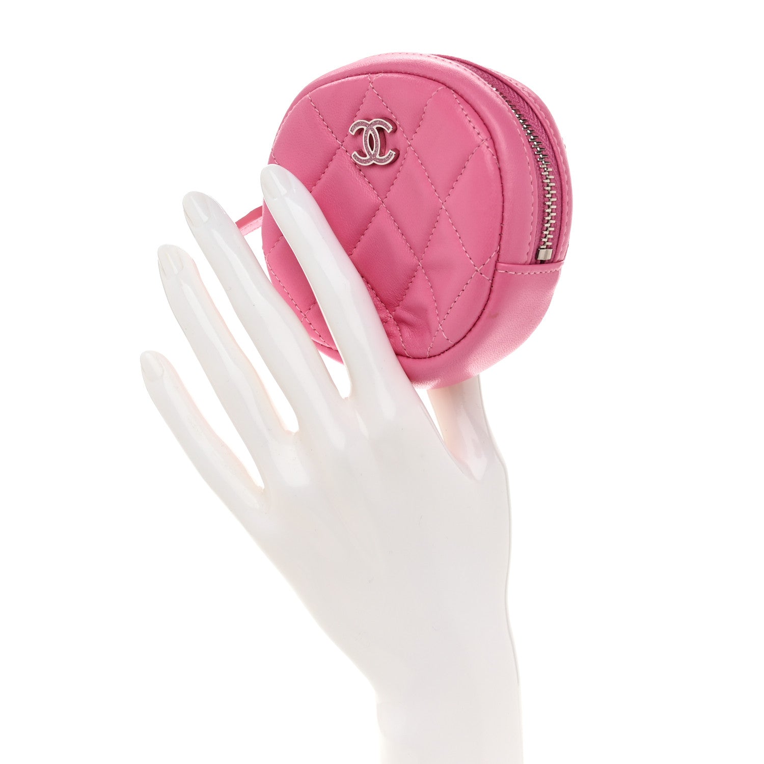 Chanel Lambskin Quilted Zip Around Classic Coin Purse Pink 2 of 7