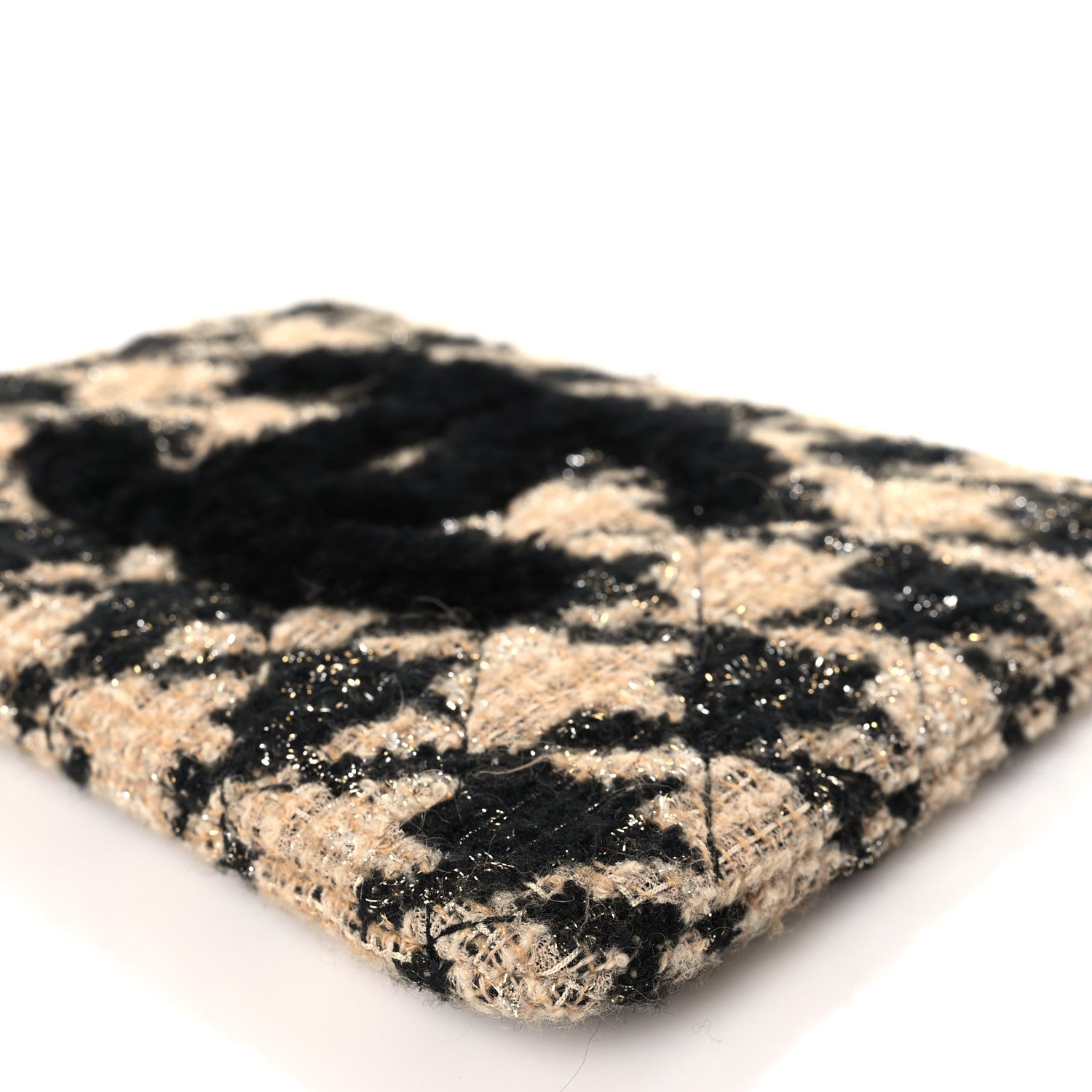 Chanel Tweed Shearling Quilted Chanel Cosmetic Pouch Beige Black 9 of 9