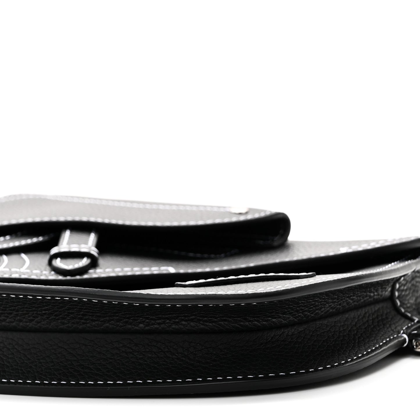 X KAWS Grained Calfskin Saddle Pouch Black