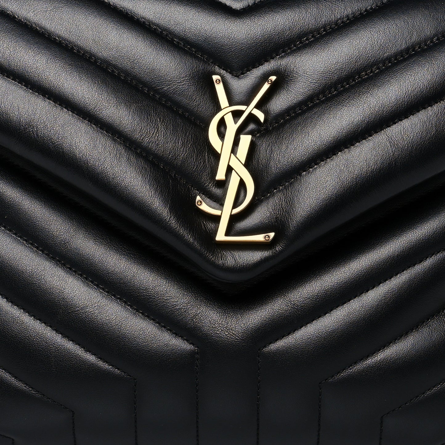 Calfskin Y Quilted Monogram Medium Loulou Chain Satchel Black