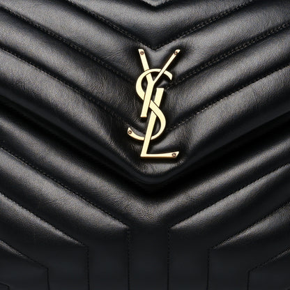 Saint Laurent Calfskin Y Quilted Monogram Medium Loulou Chain Satchel Black 9 of 13