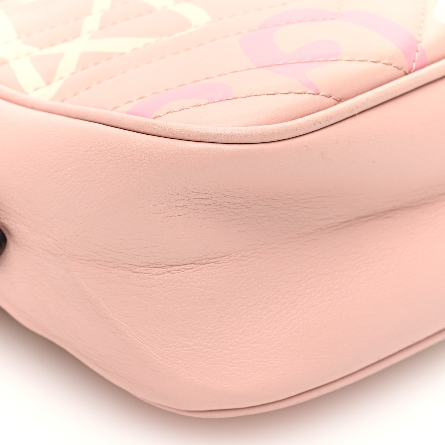 Gucci Calfskin Matelasse GucciGhost Small GG Marmont Chain Shoulder Bag Perfect Pink Rosa Ivory 9 of 10