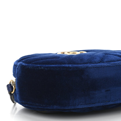 Gucci Velvet Matelasse GG Marmont Belt Bag 85 34 Cobalt Blue 9 of 10