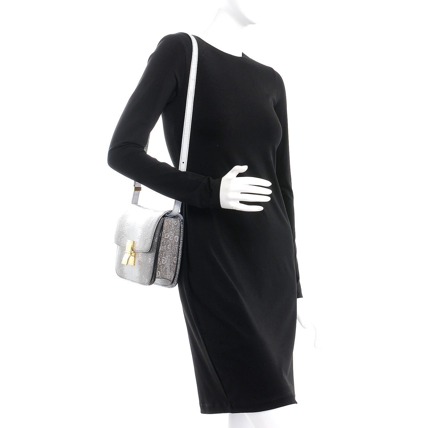 Celine Lizard Medium Classic Box Flap Bag Mineral 2 of 6
