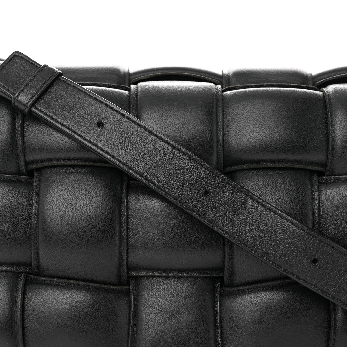 Nappa Maxi Intreccio Padded Cassette Crossbody Bag Black