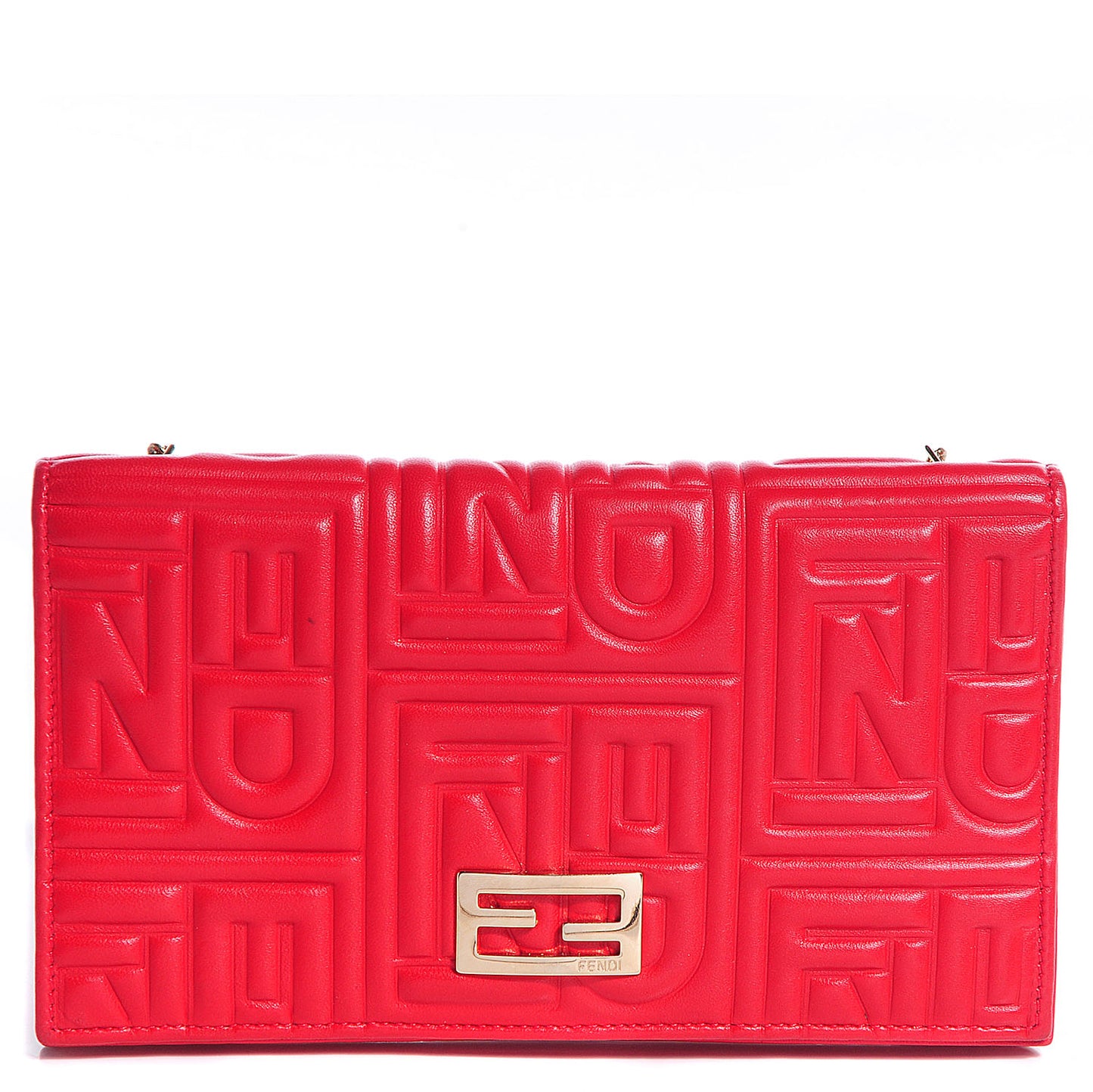 Nappa Logo Embossed Long Wallet on Chain Rosso