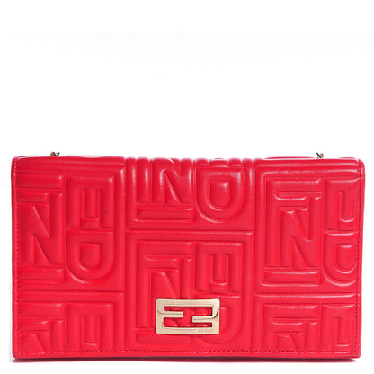 Fendi Nappa Logo Embossed Long Wallet on Chain Rosso 1 of 9